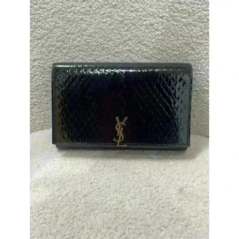 Saint Laurent Cassandra Croc-Embossed Chain Wallet - Brand New with Dustbag